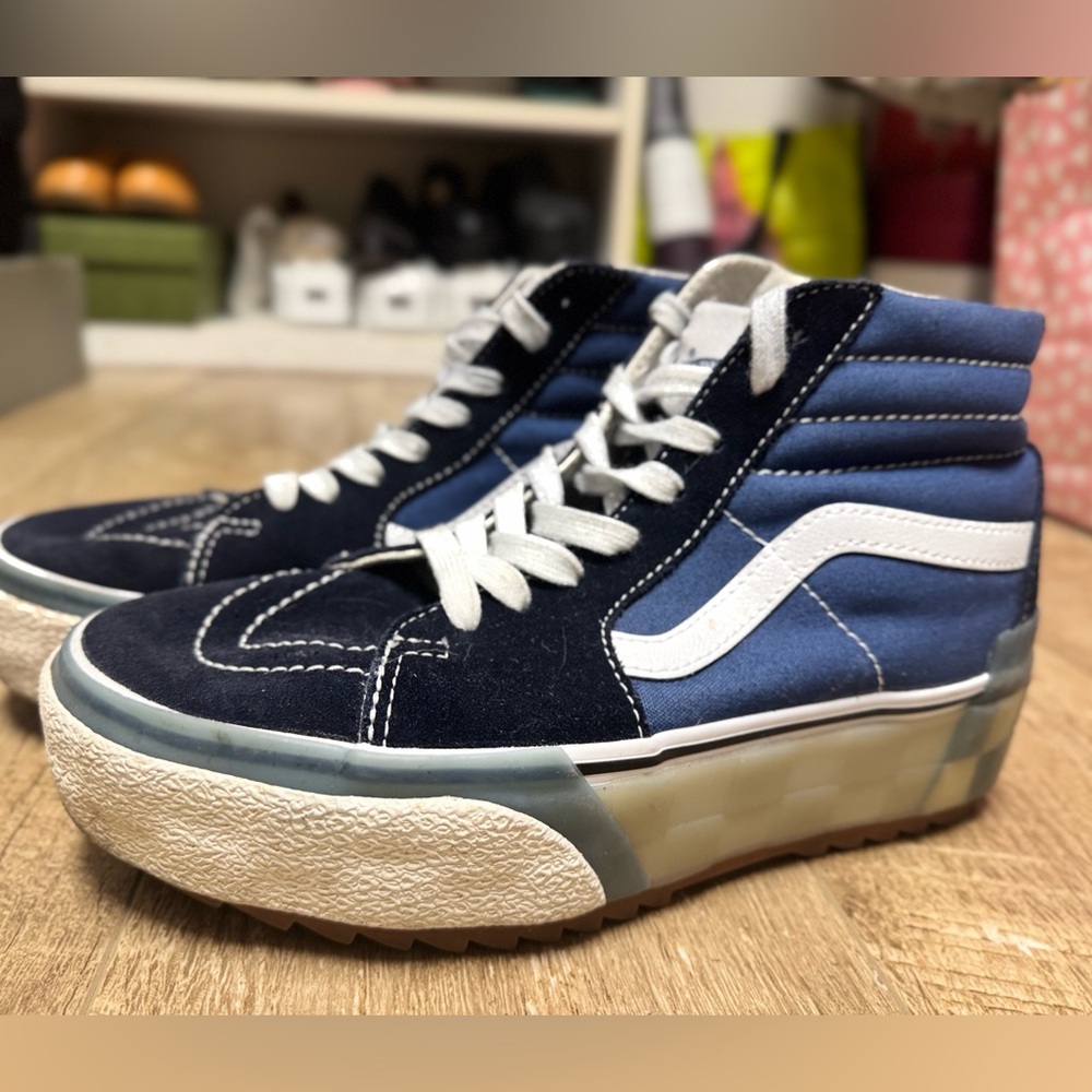 Vans Navy Blue- Sk8-Hi Stacked Lx Vault High-Top Sneakers-Size 7
